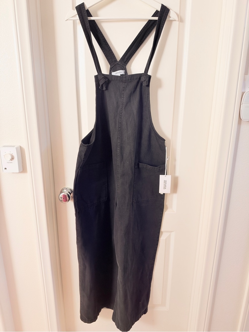 Zenana Outfitters Black Cross-Back Overall Jumpsuit